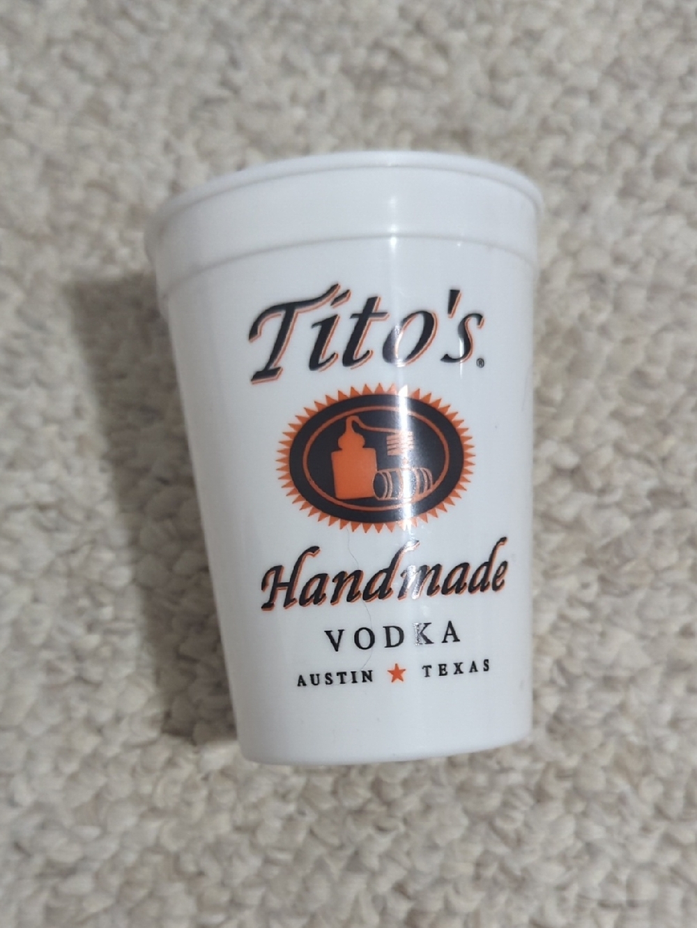 Tito's Handmade Vodka White Logo Cup
